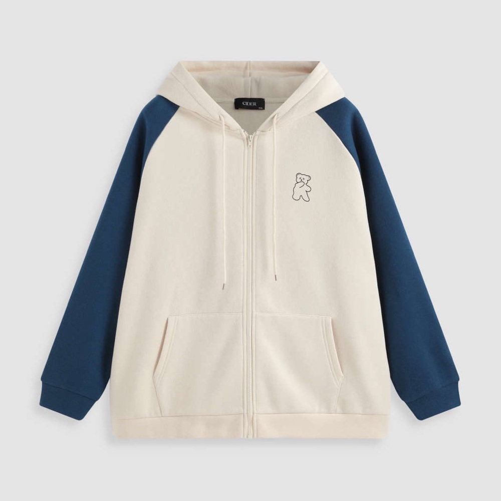 Cider Cream and Blue Varsity Jacket